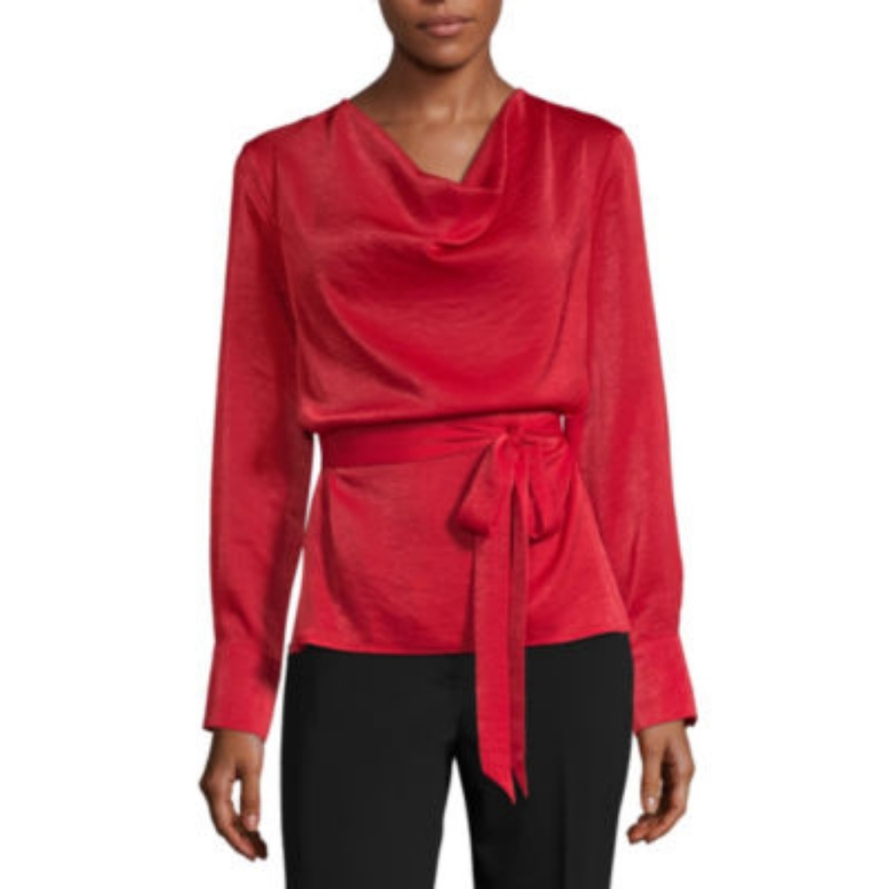 EUC Worthington cowl neck long sleeve blouse